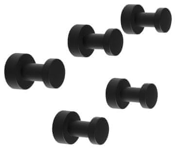 AQUALINE AQUALINE APOLLO Črn Mat Kvadratni Dvojni Kavelj - Balenje 5 kosov