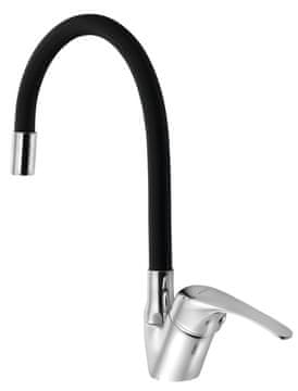 AQUALINE Elegantna kuhinjska armatura KASIOPEA 35 s prilagodljivim izlivom, krom/črna mat