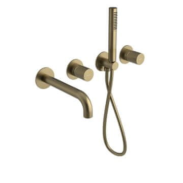 SAPHO Vgradna zlata kopalniška baterija ULTRATAP z ročno prho in izlivom, 2 izhoda