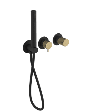 SAPHO ULTRATAP Podometna Črno-Zlata Prha/Vanova Baterija z Ročno Prho, Dvovrstna