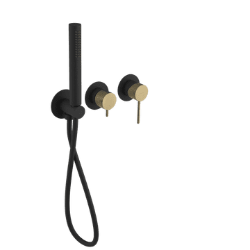 SAPHO ULTRASAN Podometna Črna/Zlata Tuš-Kad Armatura z Ročno Prho, 2 Izhoda