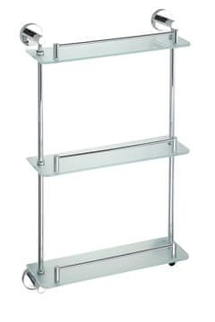 SAPHO Trojna steklena polica X-ROUND E s kromiranimi nosilci 380x675x130mm