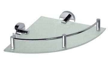 SAPHO X-ROUND E kromirana kotna steklena polica s trakom 255x60x230mm