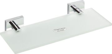 SAPHO Steklena Polička X-SQUARE s Kromom, 300x55x130mm, Mlečno Steklo