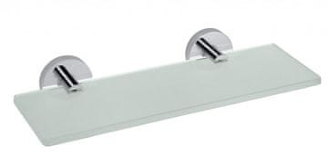 SAPHO Steklena Polica X-ROUND E 300x130mm, Mlečno Steklo s Kromiranimi Dodatki