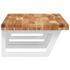 Vidaxl Stenska polica za umivalnik jeklo in trden akacijev les