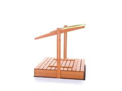 ABC CONNECT Leseno peskovnik s klopmi, naravno, s streho, 120x120 cm