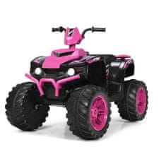 Northix 12V električni otroški štirikolesnik z žarometi, glasbo in hupo – 2,8–5 km/h, za otroke od 3 let – roza
