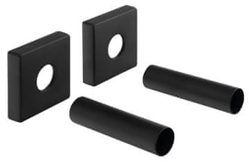 SAPHO Komplet Črnih Matiranih Škatlastih Rozet, Medenina, 120x70 mm