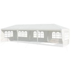 Northix 3 x 9 m paviljonski šotor bel z 5 odstranljivimi stranskimi stenami za vrtne dogodke