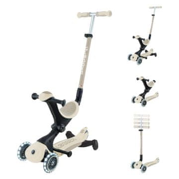 Globber GO UP Deluxe LIGHTS ECOLOGIC 360° skiro, zložljiv, svetleča kolesa, bež (697-566)