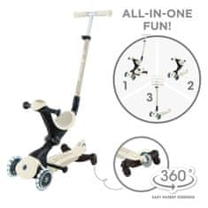 Globber GO UP Deluxe LIGHTS ECOLOGIC 360° skiro, zložljiv, svetleča kolesa, bež (697-566)