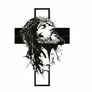 HOME & MARKER® Kovinski stenski križ moderna dekoracija 21x30 cm črn | JESUMET