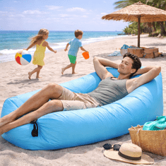 VIVVA® Prenosna napihljiva ležalka 180 cm za odrasle in otroke | COMFYAIR Modra