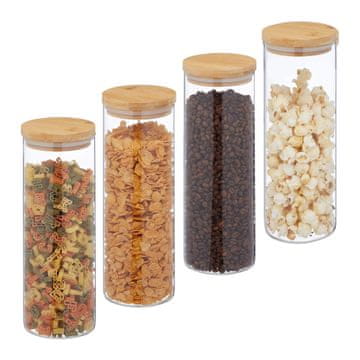 Northix 4 kos. Stekleni kozarci za shranjevanje, 1600 ml, z jeklenimi pokrovi