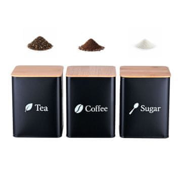 Northix Kozarci za shranjevanje kave, čaja in sladkorja - 3-delni kovinski komplet