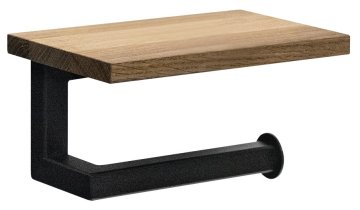 SAPHO Držalo za toaletni papir s poličko SKA, črn mat/masivni hrast