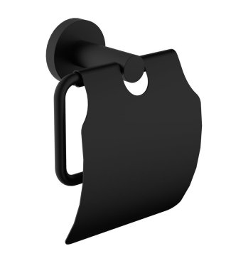SAPHO X-ROUND Črn Mat Držalo za Toaletni Papir s Pokrovom, Medenina 160x45x80 mm