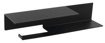 SAPHO Črni mat nosilec za toaletni papir z medeninasto polico 35cm