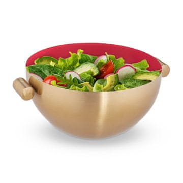 Northix Zlata servirna skleda iz nerjavečega jekla rdeče-zlati dizajn