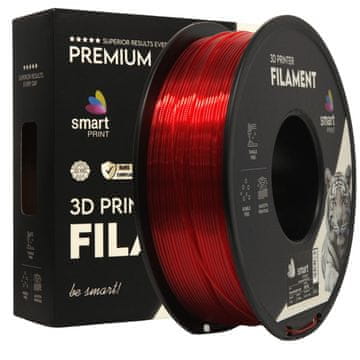 Smart Print PETG Prozorno Rdeča Filament 1.75 mm - Smart Print Vlažnost-Odporni PETG (1kg Kolut)