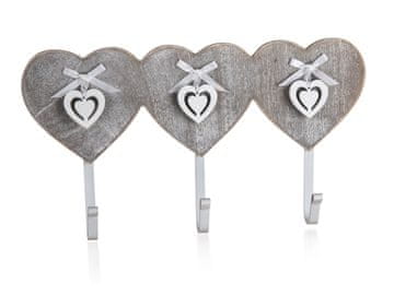 HOME DECOR Obešalnik 3 kljuke HEART