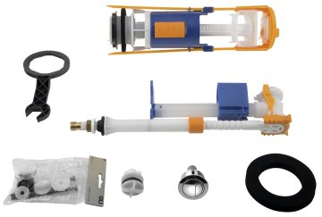 KERASAN Kromirani splakovalni mehanizem z dvojnim gumbom, spodnji priklop, KERASAN