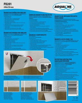 AQUALINE Magnetna inšpekcijska vratca pod ploščice 200x250 mm