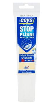 Ceys Visokokakovostni sanitarni silikon STOP PLÍSNI - 125ml, bel, odpornost proti plesni
