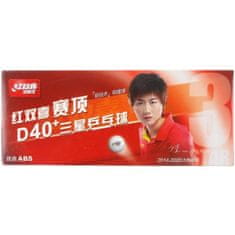 DHS Žogice za namizni tenis Dual D40+ 3 zvezdice, bele, pakiranje 10 kosov