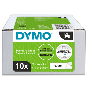 Dymo 2093096 D1 črna na belo 9mm x 7m 10-pack (S0720680), standardna etiketa