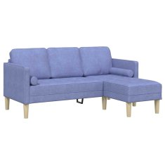 Vidaxl Kavčna garnitura z blazino Jeans modra Poliester