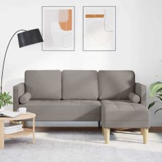 Vidaxl Kavčna garnitura z blazino Taupe Poliester