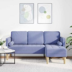 Vidaxl Kavčna garnitura z blazino Jeans modra Poliester