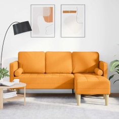 Vidaxl Kavčna garnitura z blazino Temno rumena Poliester