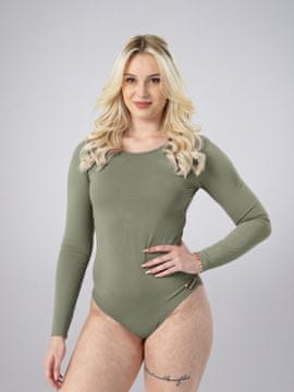 LEAFLETIC Ženski dolg Rokav Bodysuit z Gumbi