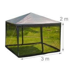 Northix Komarnik za paviljon 3x3 m, zaščita pred insekti, zadrge za enostaven dostop