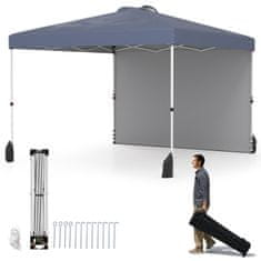 Northix 3 x 3 m Pop-Up paviljon s stransko steno, nastavljiva višina, prenosna torba, siv