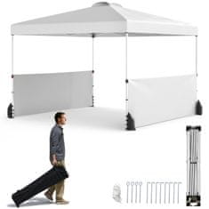 Northix Pop-up paviljon 3x3 m s stranicami, torbo, vetrovnimi vrvmi, bel, UV zaščita
