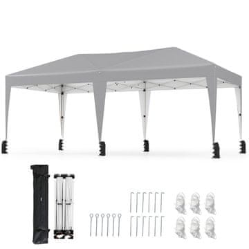Northix 3 x 6 m raztegljiv paviljon z UV zaščito 50+, nastavljiva višina, prenosna torba, siv