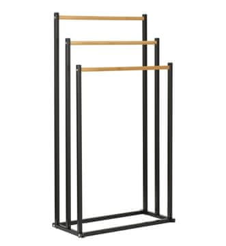 Ostatní Stojalo za brisače KO-C80653880 Towel rack metal black with bamboo