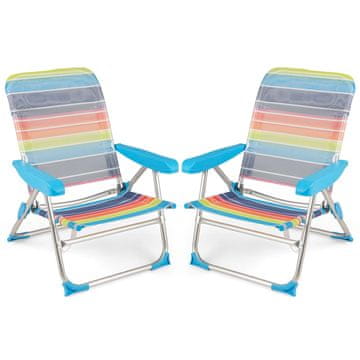 Northix 2-delni komplet zložljivih ležalnikov za plažo, nastavljivo naslonjalo, prenosni