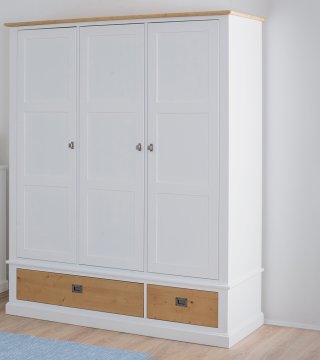 Fort Garderobna omara BROAD S TIHIM ZAPIRANJEM - BELA + NATUR