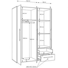 Fort Garderobna omara MOKKARIS MKSS833 (bela)