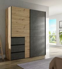 Fort Garderobna omara WINN 2 W2QS823E71 (hrast/temno siva)