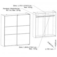Fort Garderobna omara GHOST - 180 cm (bela)