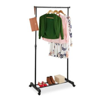 Northix Obešalnik za oblačila na kolesih nastavljiva višina in priročni kavlji