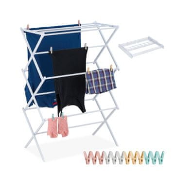 Northix Zložljivo stojalo za sušenje perila s kljukicami, ki prihrani prostor, 6 nivojev