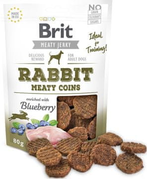 Brit BRIT Mesni Jerky Kovanci Zajec - priboljšek za pse - 80g