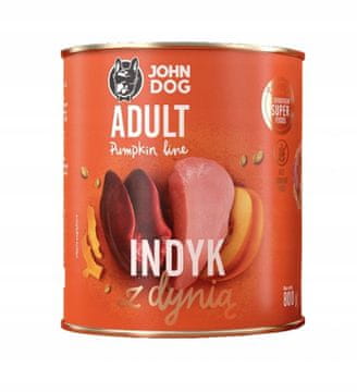 John Dog JOHN DOG Bučna puran z bučo - mokra hrana za pse - 800g